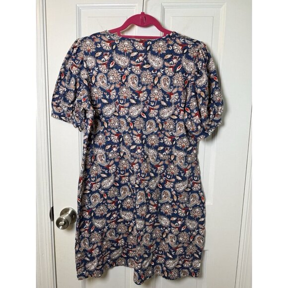 NWT BODEN V Neck Puff Sleeve Paisley Print Jersey Mini Dress 100% Cotton Sz 12P - Picture 5 of 13